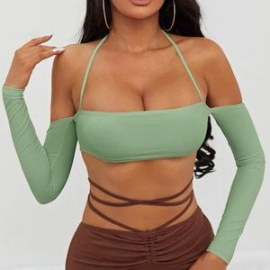 Off Shoulder halter crop top